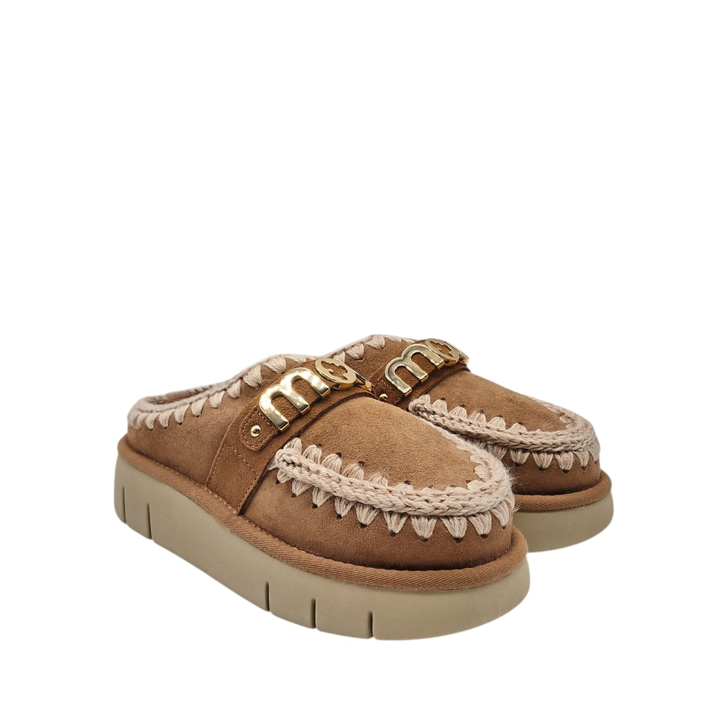 Mou bounce clog metal logo pink brown