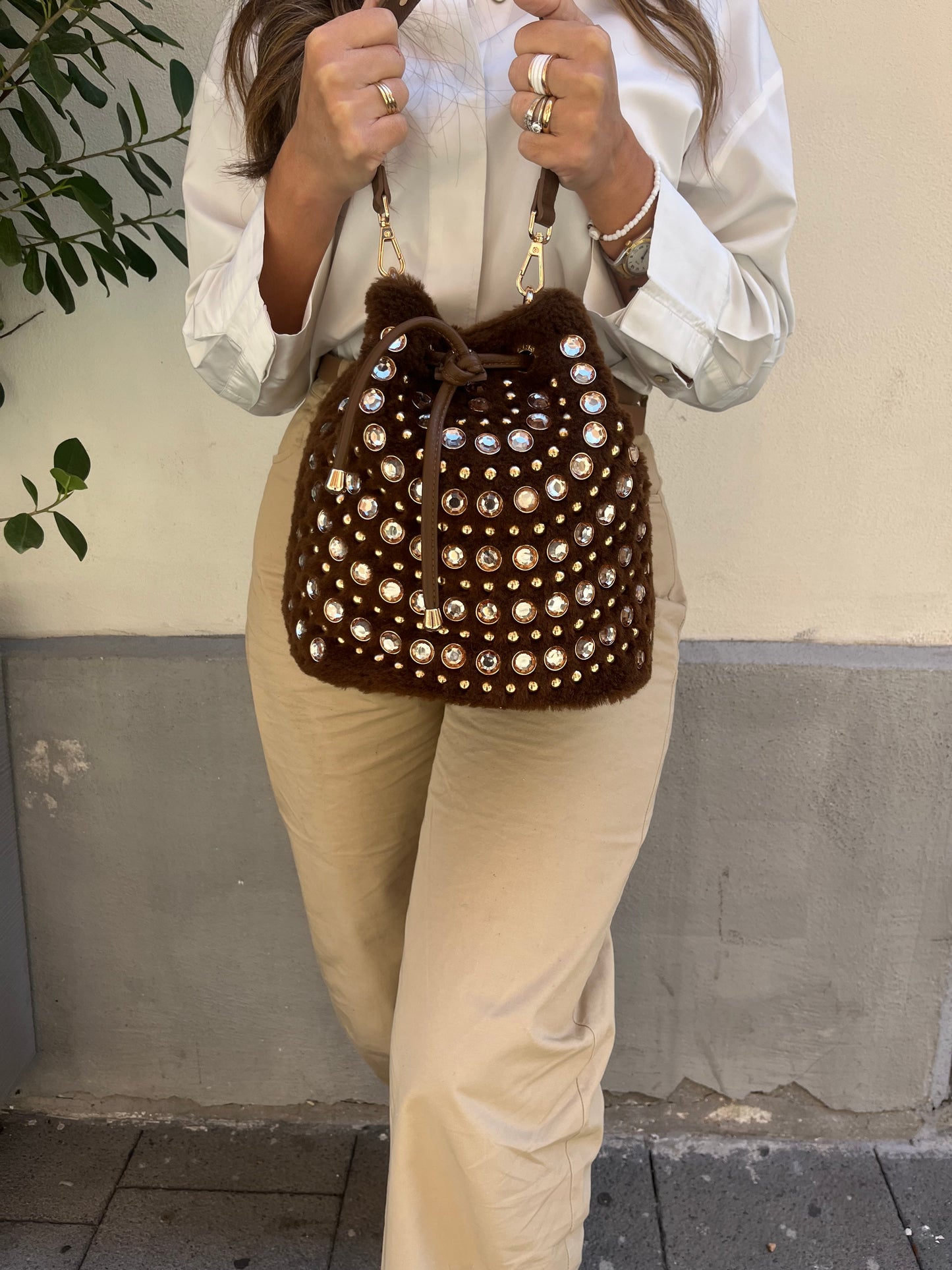 La carrie secchiello pelliccia brown