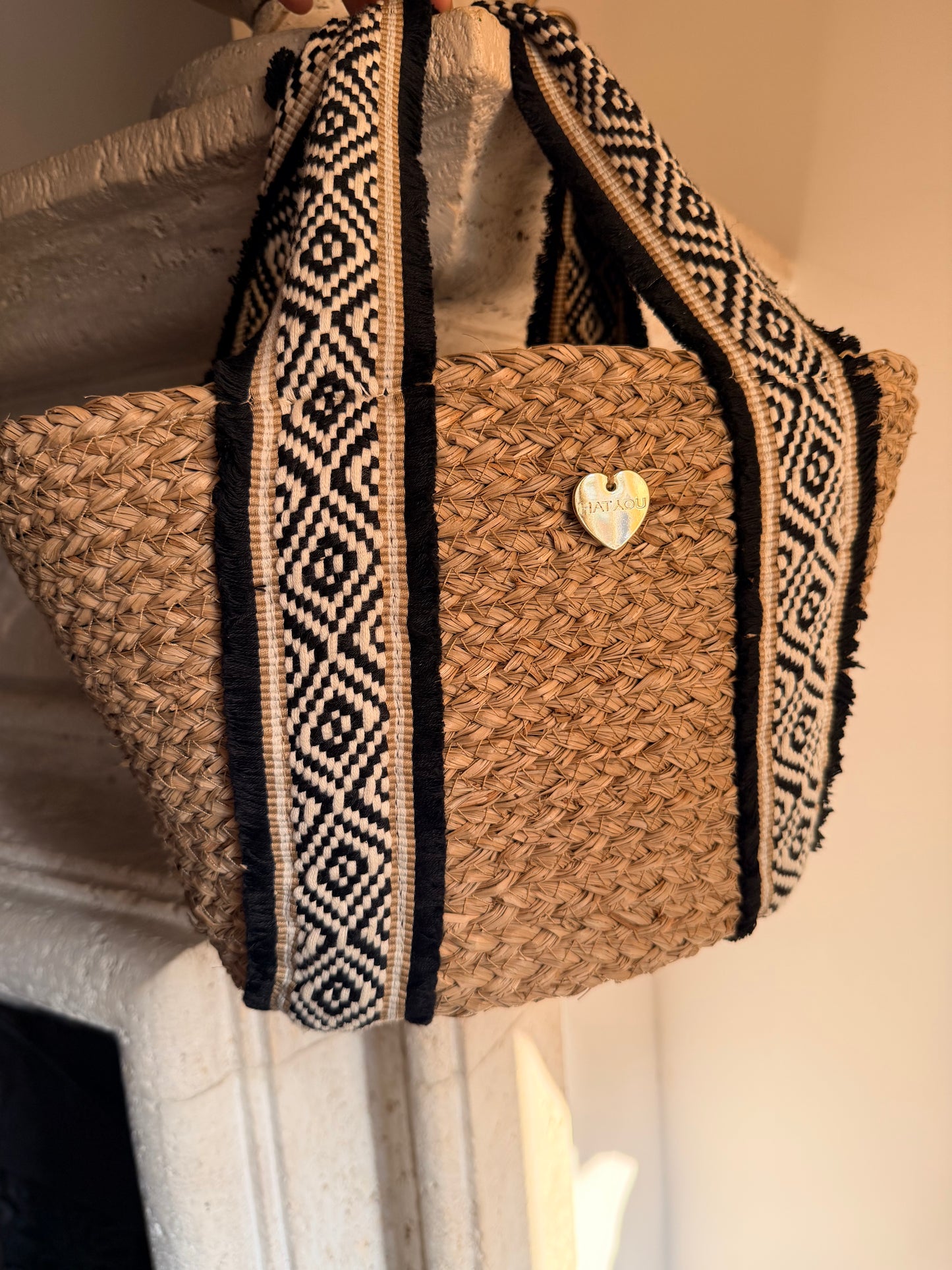 Borsa paglia e tessuto