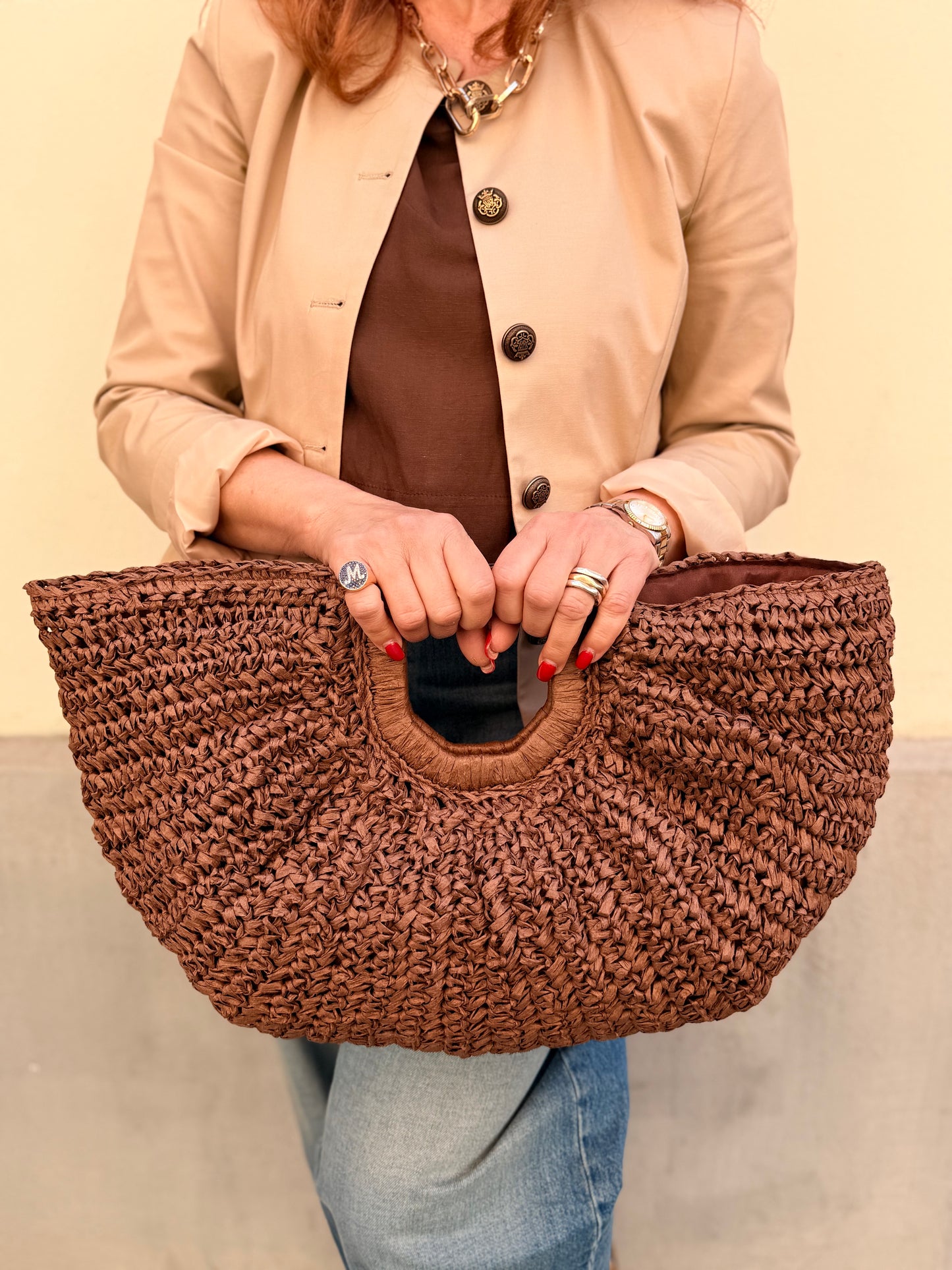 Borsa rafia mezza luna
