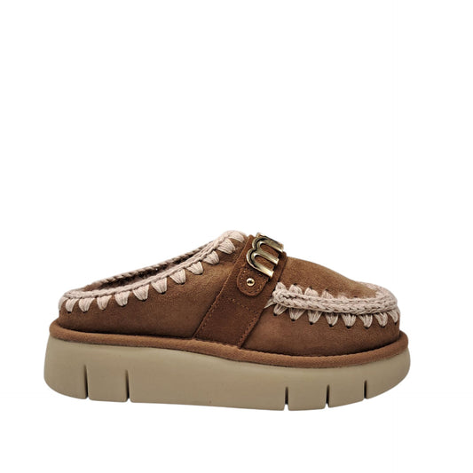 Mou bounce clog metal logo pink brown
