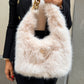 Borsa ecopelliccia catena crema