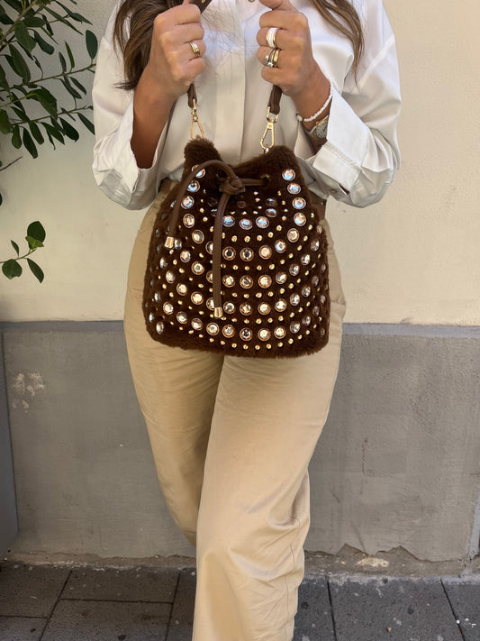 La carrie secchiello pelliccia brown