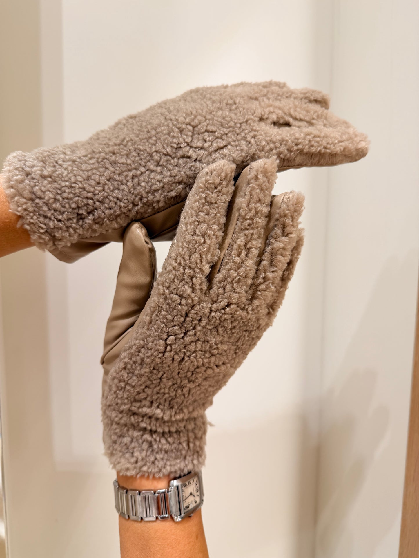 Guanti teddy beige