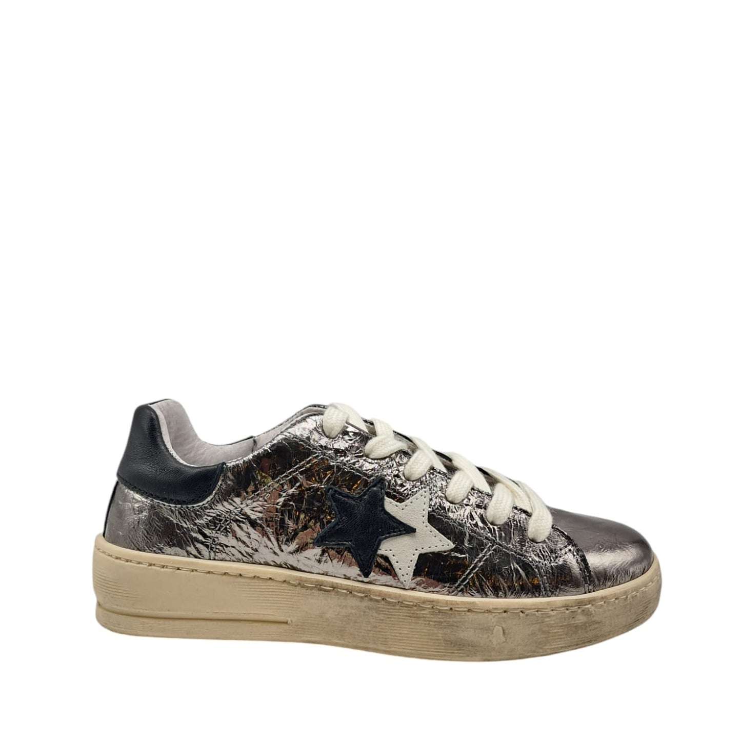 2star Sneaker in pelle laminata piombo