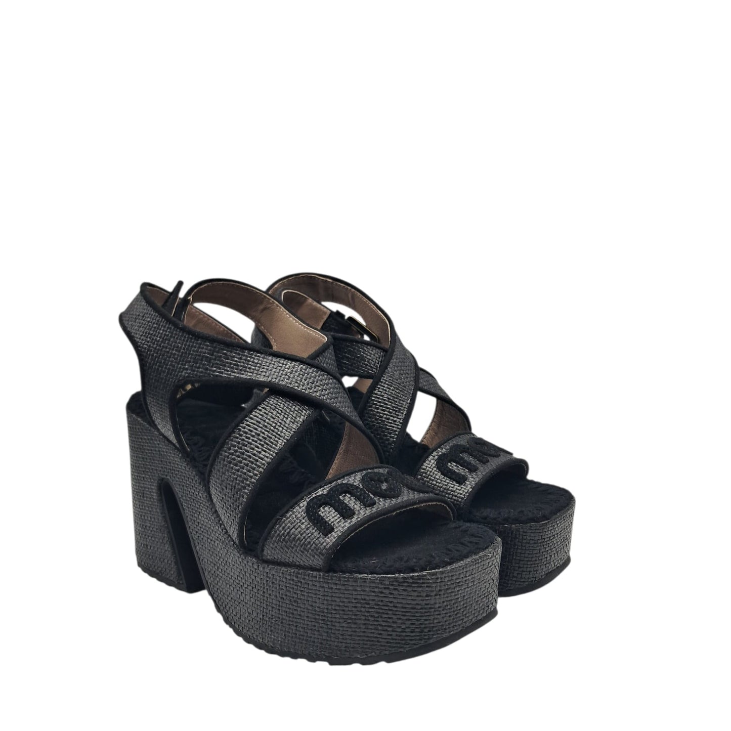 Mou raffia platform black