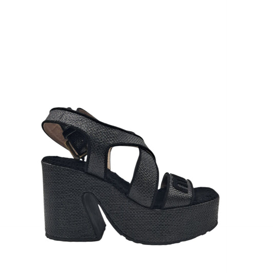 Mou raffia platform black
